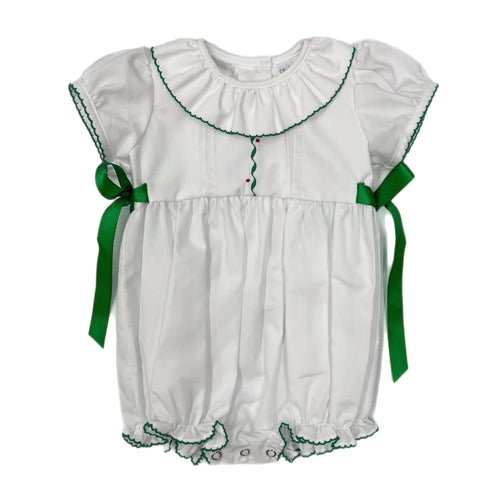 Lulu Bebe Nia White Embroidered Ruffle Collar Bubble