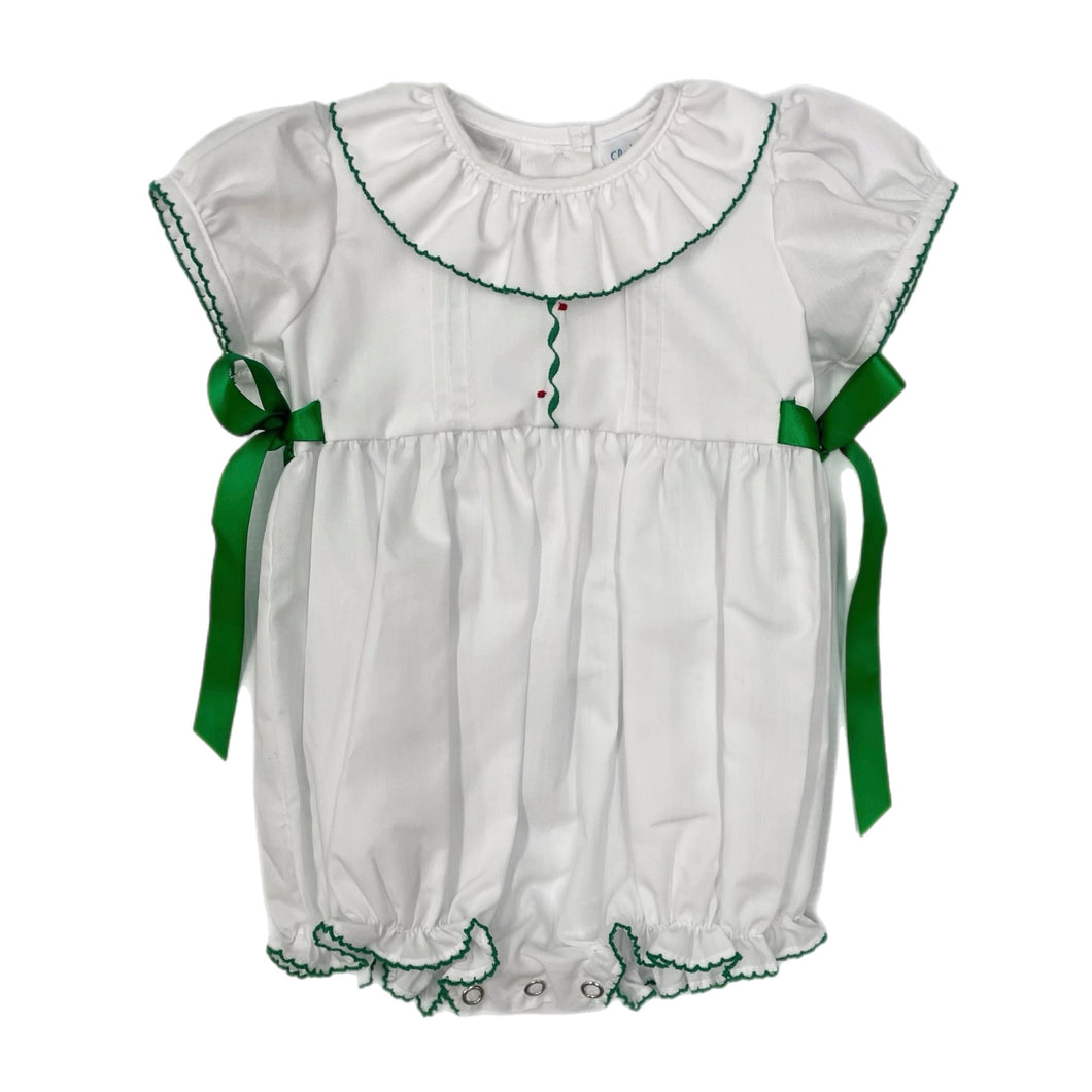 Lulu Bebe Nia White Embroidered Ruffle Collar Bubble