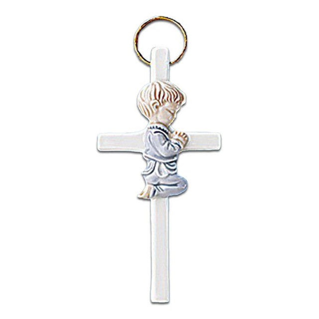 Autom Boy Praying Porcelain Cross