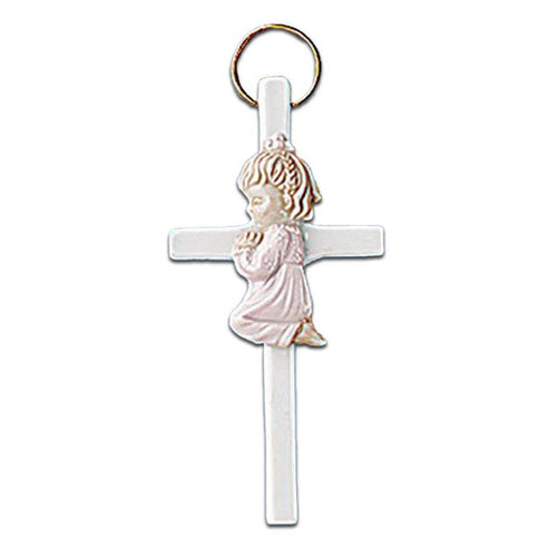 Autom Girl Praying Porcelain Cross