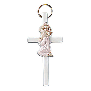 Autom Girl Praying Porcelain Cross