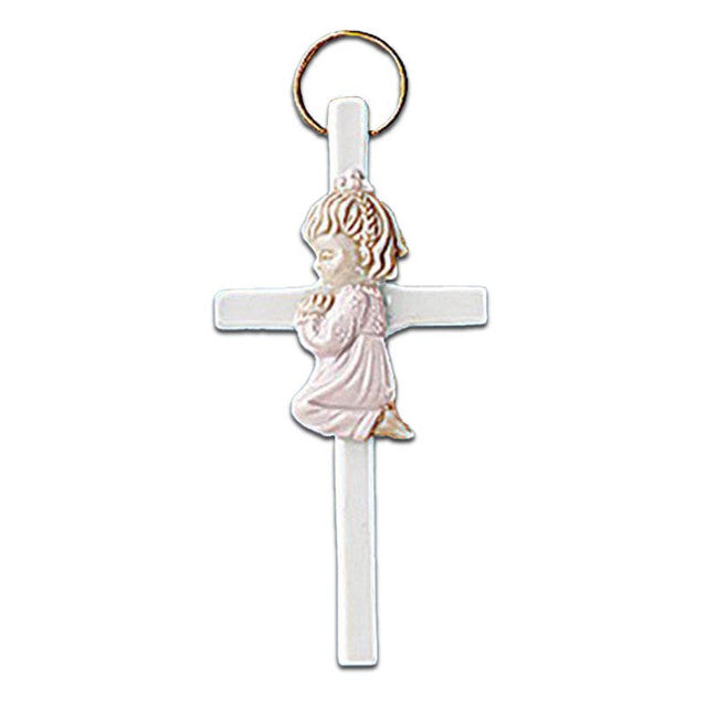 Autom Girl Praying Porcelain Cross