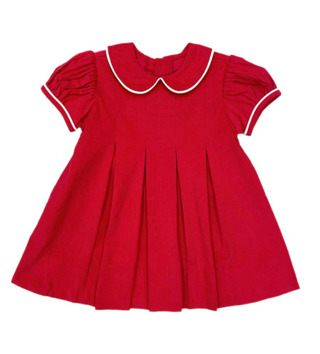 RN Charlotte Cord Dress-Red w/ Piping