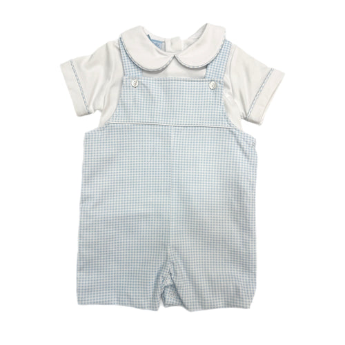 Petit Bebe Sam Lt. Blue Gingham Shortall w/ Shirt