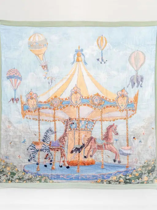 Carousel & Hot Air Balloon Organic Muslin Swaddle