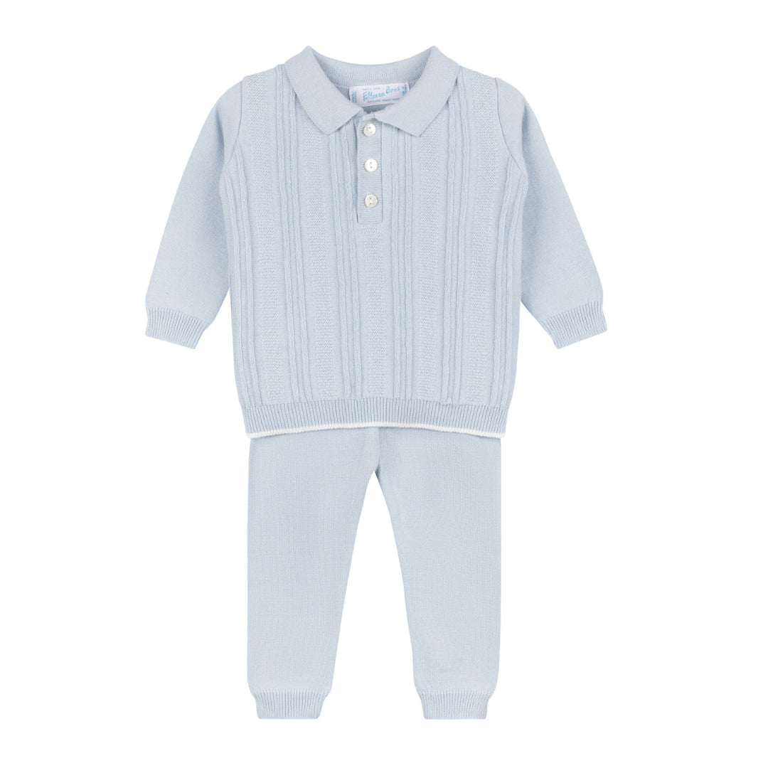 Feltman Blue Vertical Ribbed Knit Set