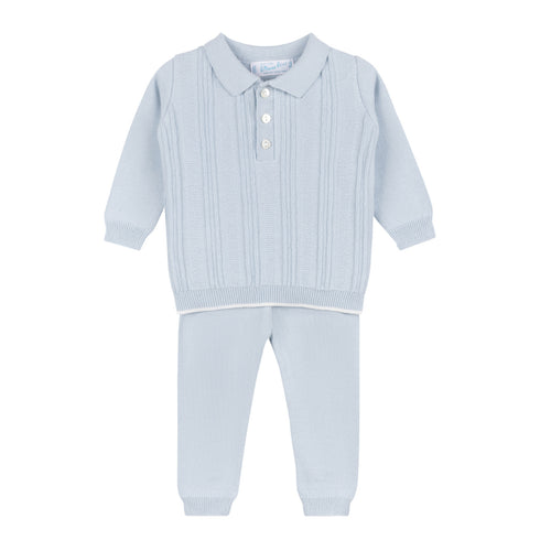 Feltman Blue Vertical Ribbed Knit Set