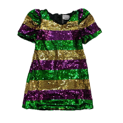 Blended Spirit Mardi Gras Striped Sequin Dress