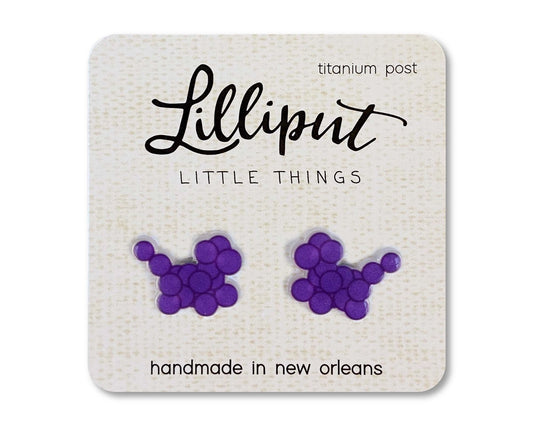 Lilliput Purple Bead Dog Earrings