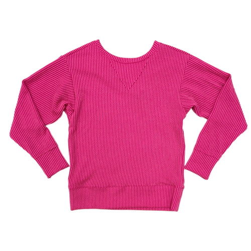 Erge Magenta Ribbed L/S Top