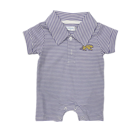 Lulu Bebe Lavender Striped Tiger Polo Romper