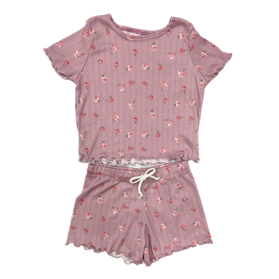 Cheryl Kids Rose Print Lounge Set-Mauve