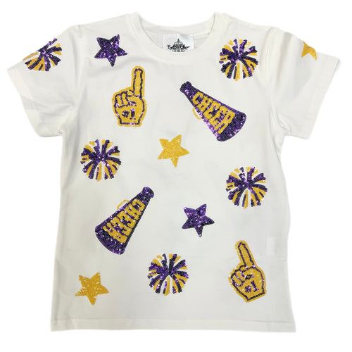 Belle Cher Cheer Shirt-Purple/Yellow