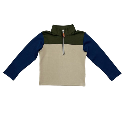 Southbound Colorblock Pullover-Green/Khaki/Navy