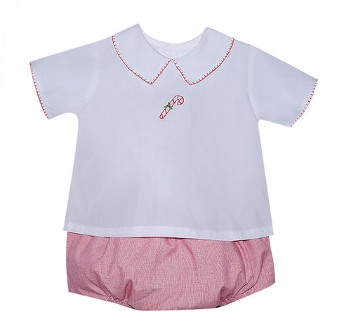 RN Candy Cane Stitched Diaper Set