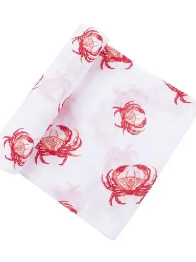 Little Hometown Pink Crab Swaddle Blanket