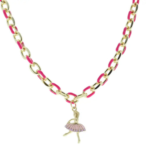 Jane Marie Pink Chain Ballerina Necklace