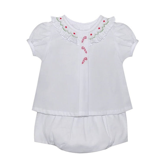 Baby Sen Girls Candy Cane Bloomer Set