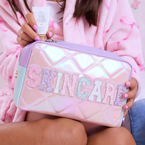 SKINCARE Metallic Quilted Color Block Pouch