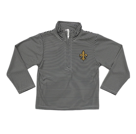VLF Fleur de Lis Emb 1/4 Zip-Black/White