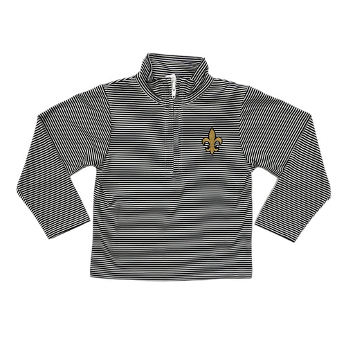 VLF Fleur de Lis Emb 1/4 Zip-Black/White