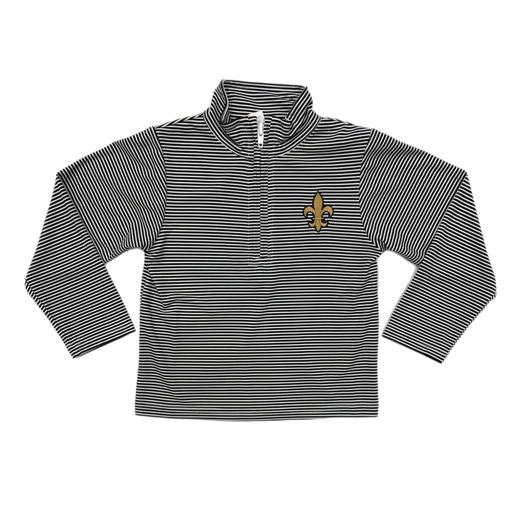 VLF Fleur de Lis Emb 1/4 Zip-Black/White