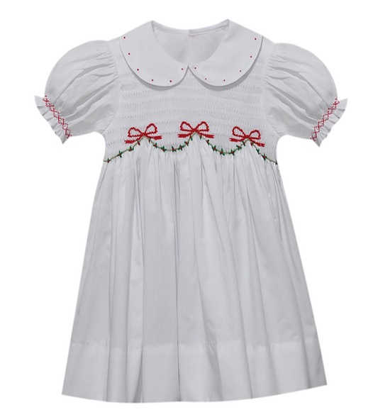 RN Cate Christmas Ribbons Dress-White