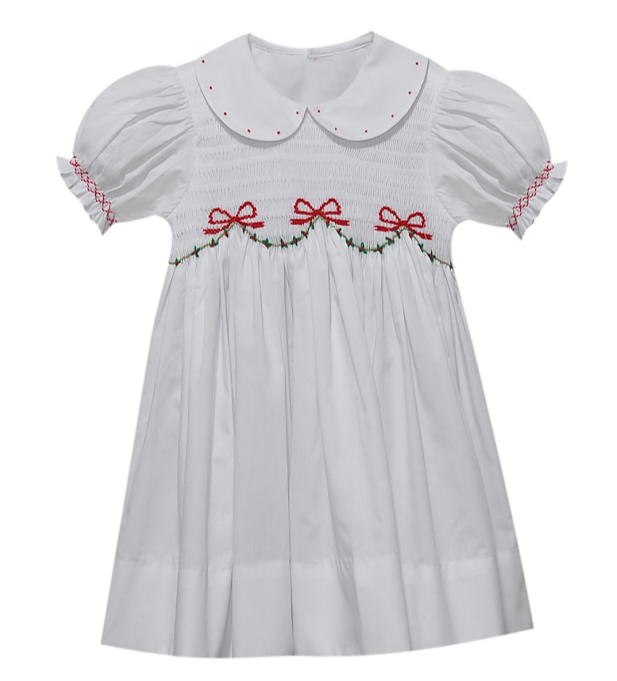 RN Cate Christmas Ribbons Dress-White