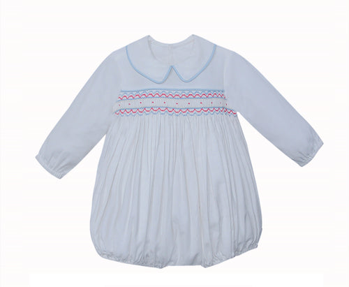 RN Blue/Pink Smocked Francis L/S Bubble