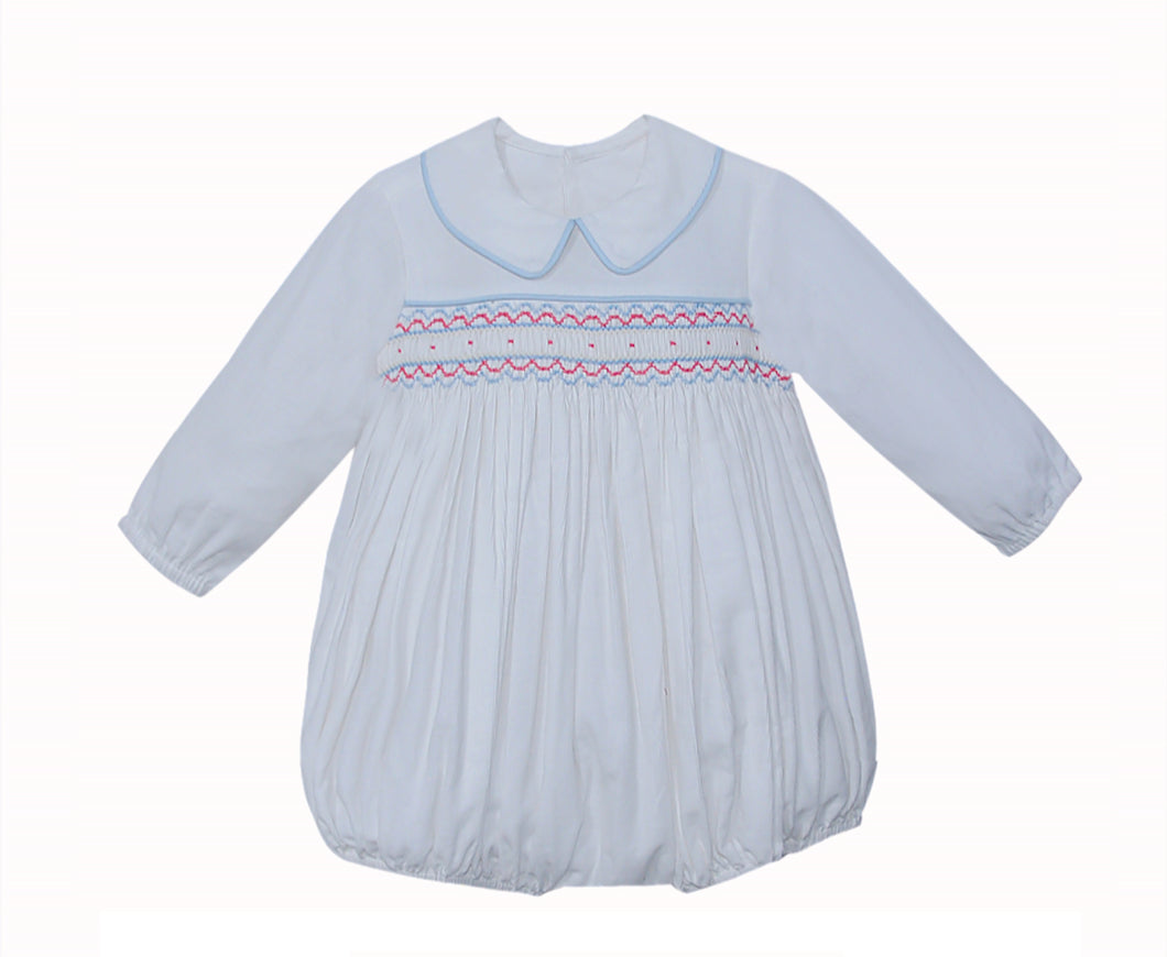 RN Blue/Pink Smocked Francis L/S Bubble