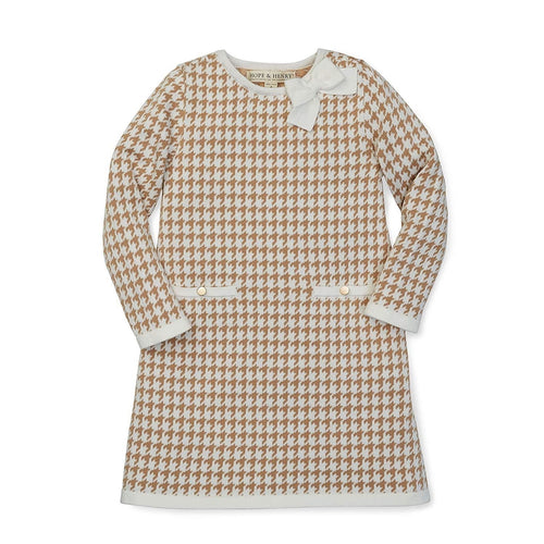 H&H Tan Houndstooth Sweater Dress