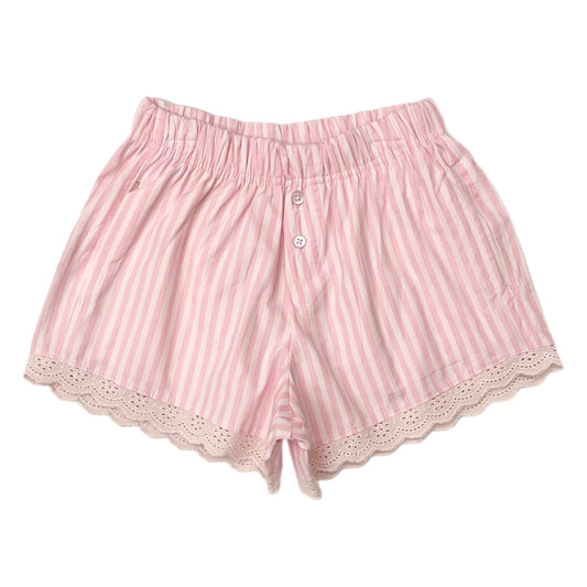 Paper Flower Striped Lace Boxer Shorts-Pink