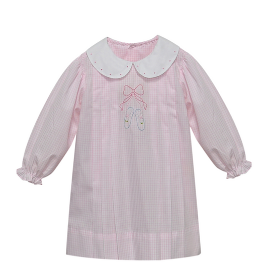 Baby Sen Pink Check Ballet Shoe Dress