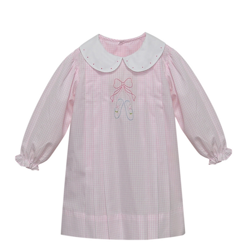 Baby Sen Pink Check Ballet Shoe Dress