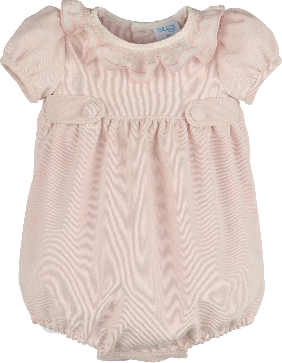 Luli & Me Sweet Corduroy Bubble w/ Ruffle Collar-Pink