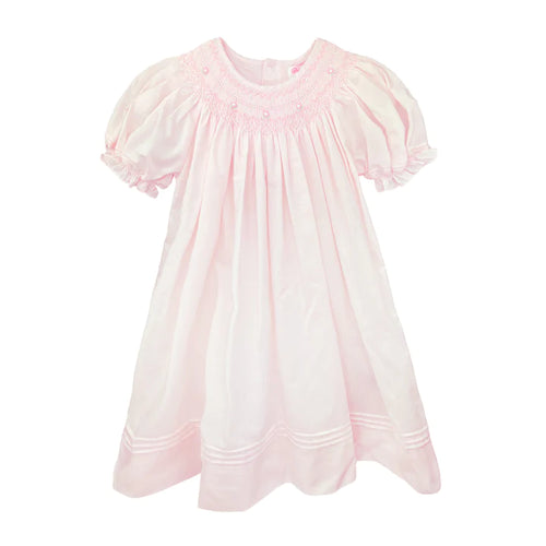 Petit Ami Pink Simple Smocked Daygown