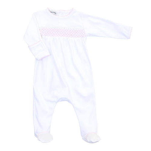 MB Essentials White/Pink Smocked Footie