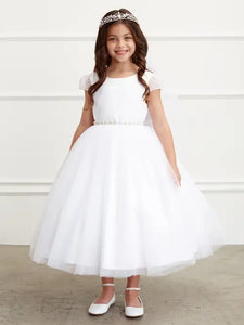Tip Top Satin Bodice Dress w/ Organza Sleeve