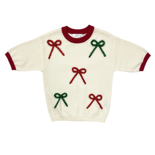Lulu Bebe S/S Sweater w/ Xmas Bows