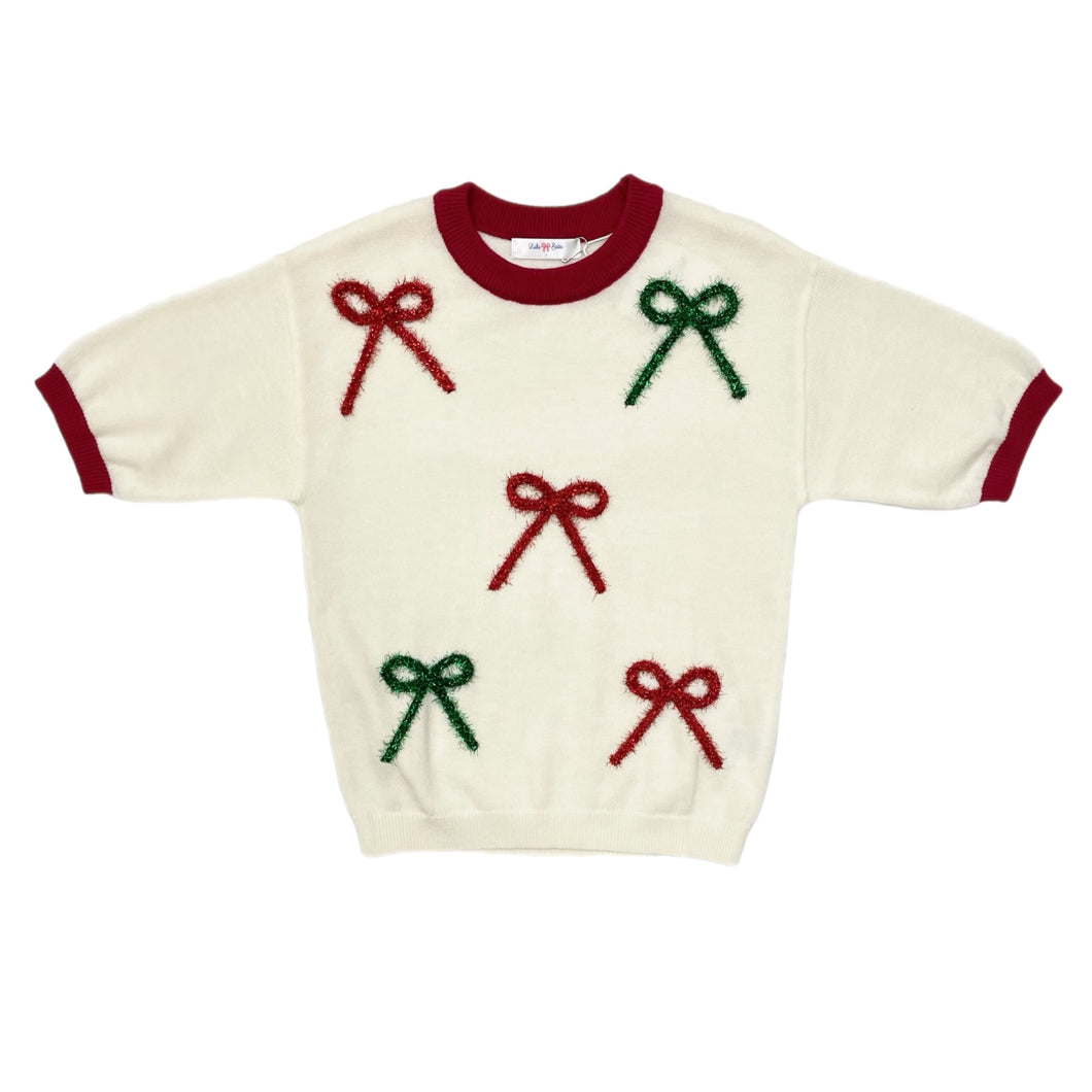 Lulu Bebe S/S Sweater w/ Xmas Bows
