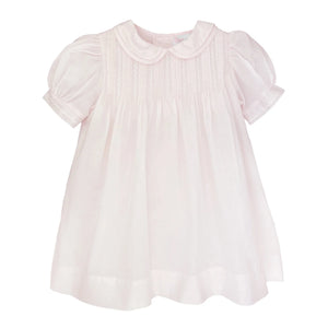 Petit Ami Sweet Pink Dress with Tucks Featherstitch