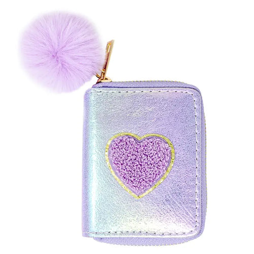 Shiny Heart Patch Wallet-Purple