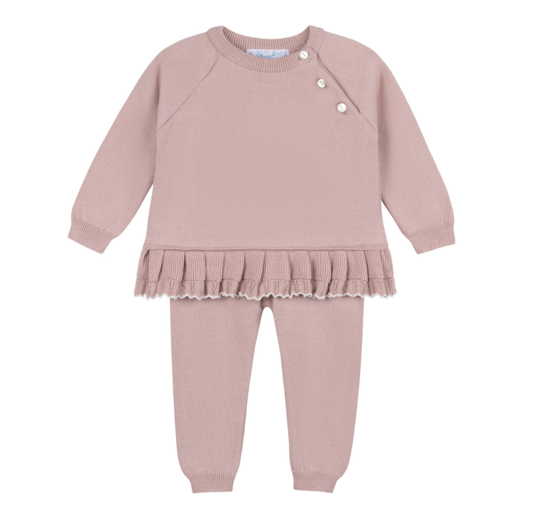 Feltman Pleated Trim Knit Set-Mauve