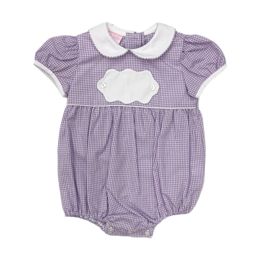 Petit Bebe Purple Gingham Bubble w/ Scallop Tab