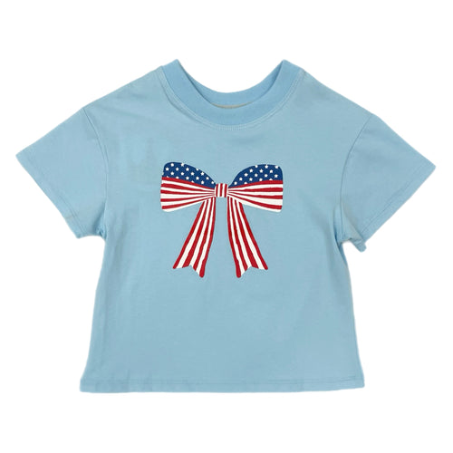 Azarhia America Bow Boxy Tee-Lt.Blue