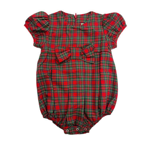Sage & Lilly Red/Green Plaid Bow Bubble
