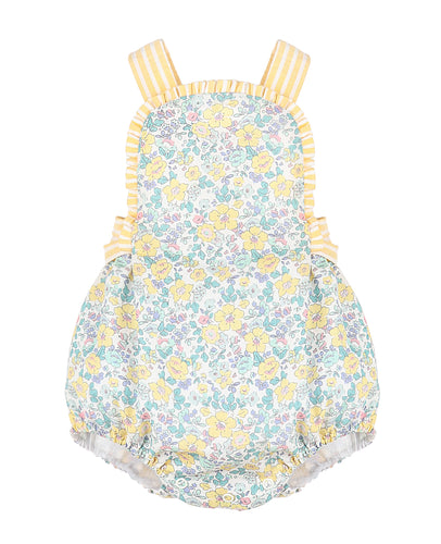 Luli & Me Sunny Spring Yellow Floral Sunsuit