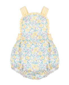 Luli & Me Sunny Spring Yellow Floral Sunsuit