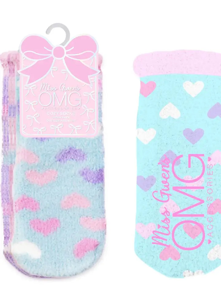 OMG Heart Print 3 Pack Cozy Sock Set
