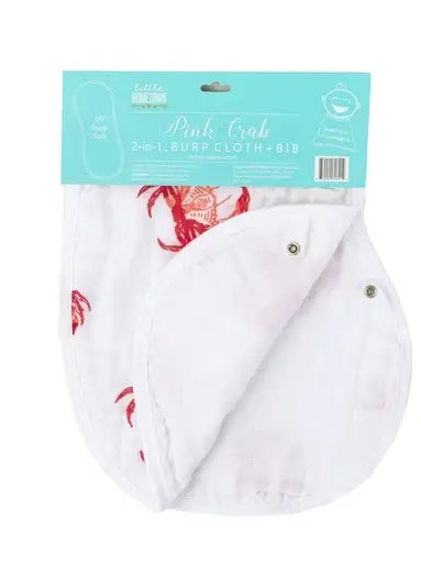 Little Hometown Pink Crab 2 in 1 Bib/Burp